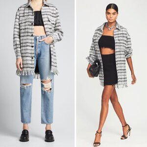 NEW Retrofête Paris Jacket Tweed Fringe Black White Punk Night Out Clubbing